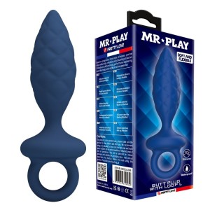 MR PLAY - PLUG ANALE TESTURIZZATO CON ANELLO BLU L